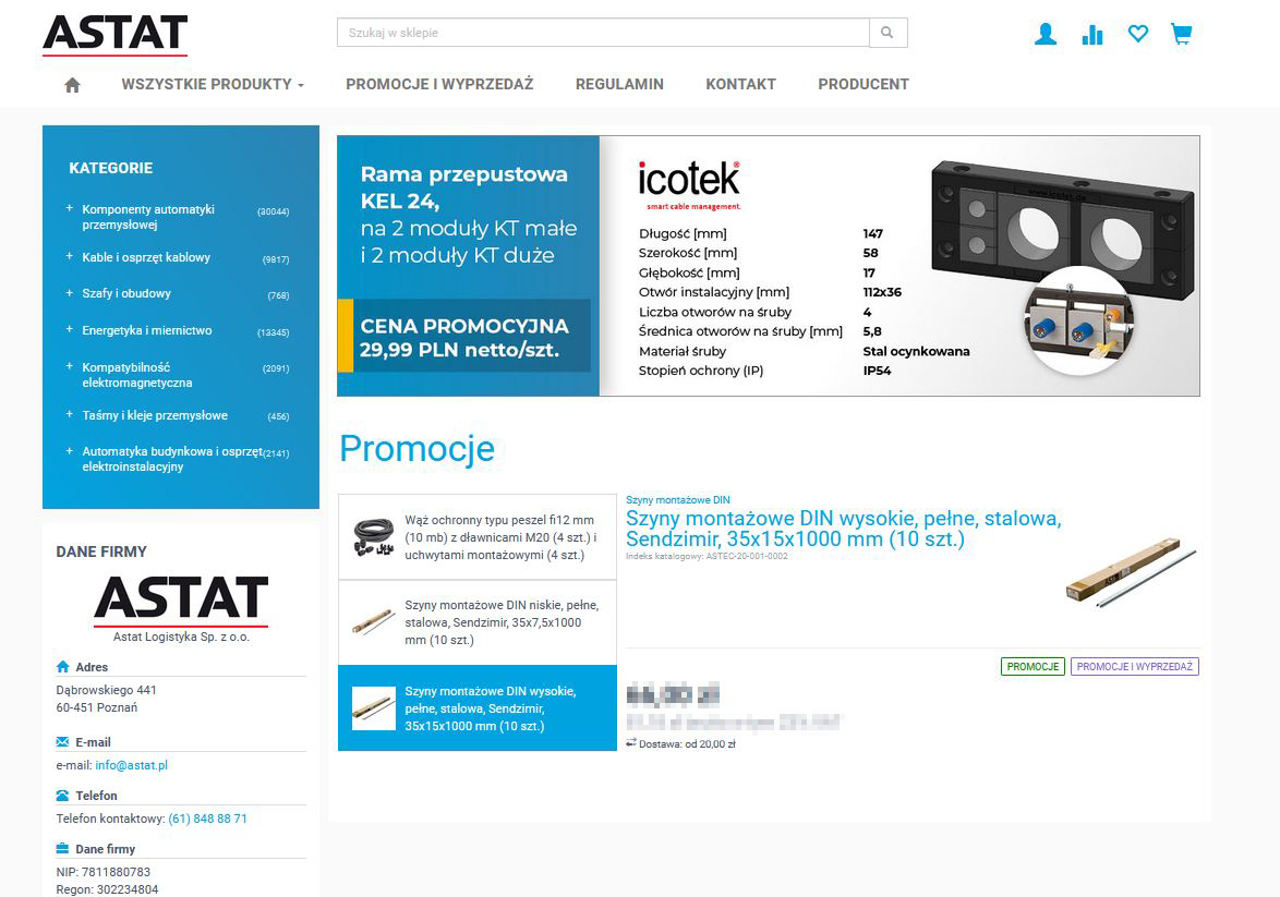 Produktowy serwis www - lista rozdziałów