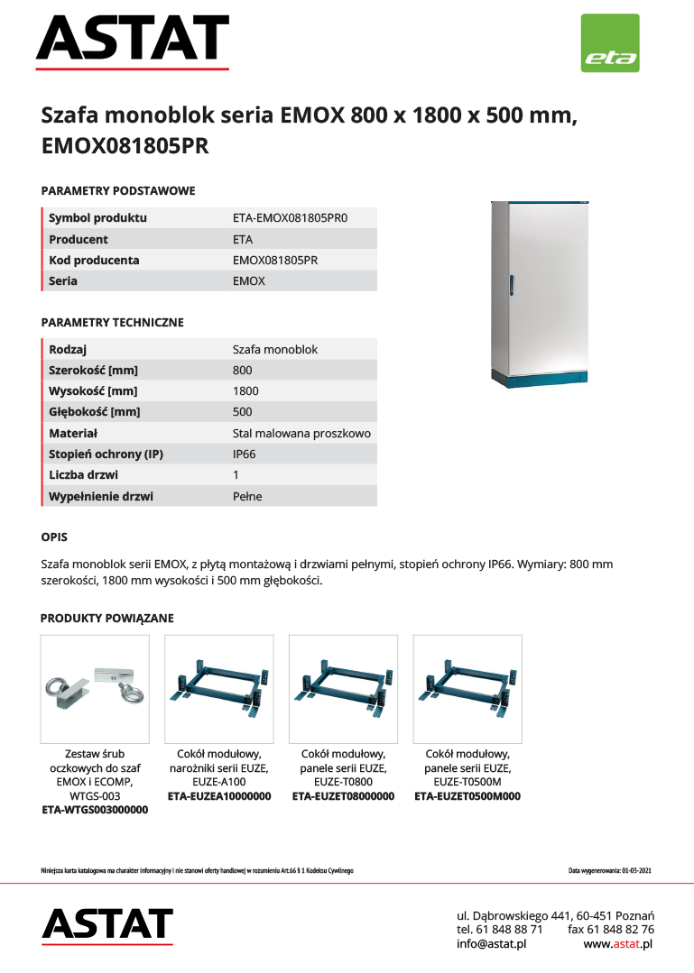 Produktowy serwis www - lista rozdziałów