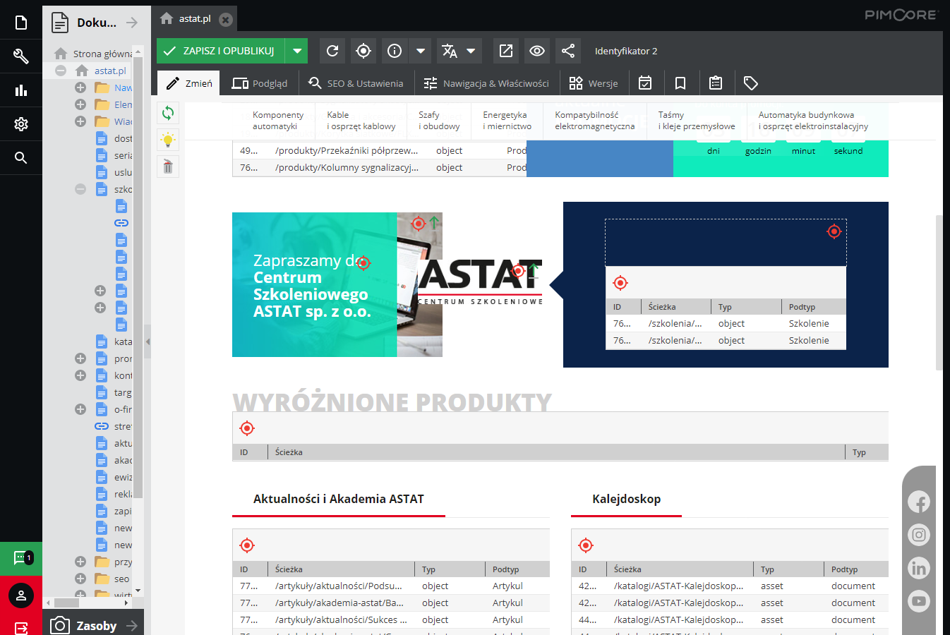 Produktowy serwis www - lista rozdziałów