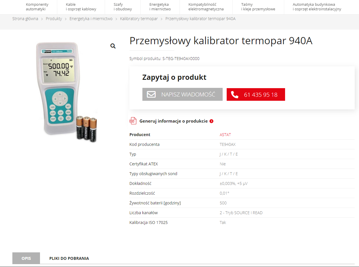 Produktowy serwis www - lista rozdziałów