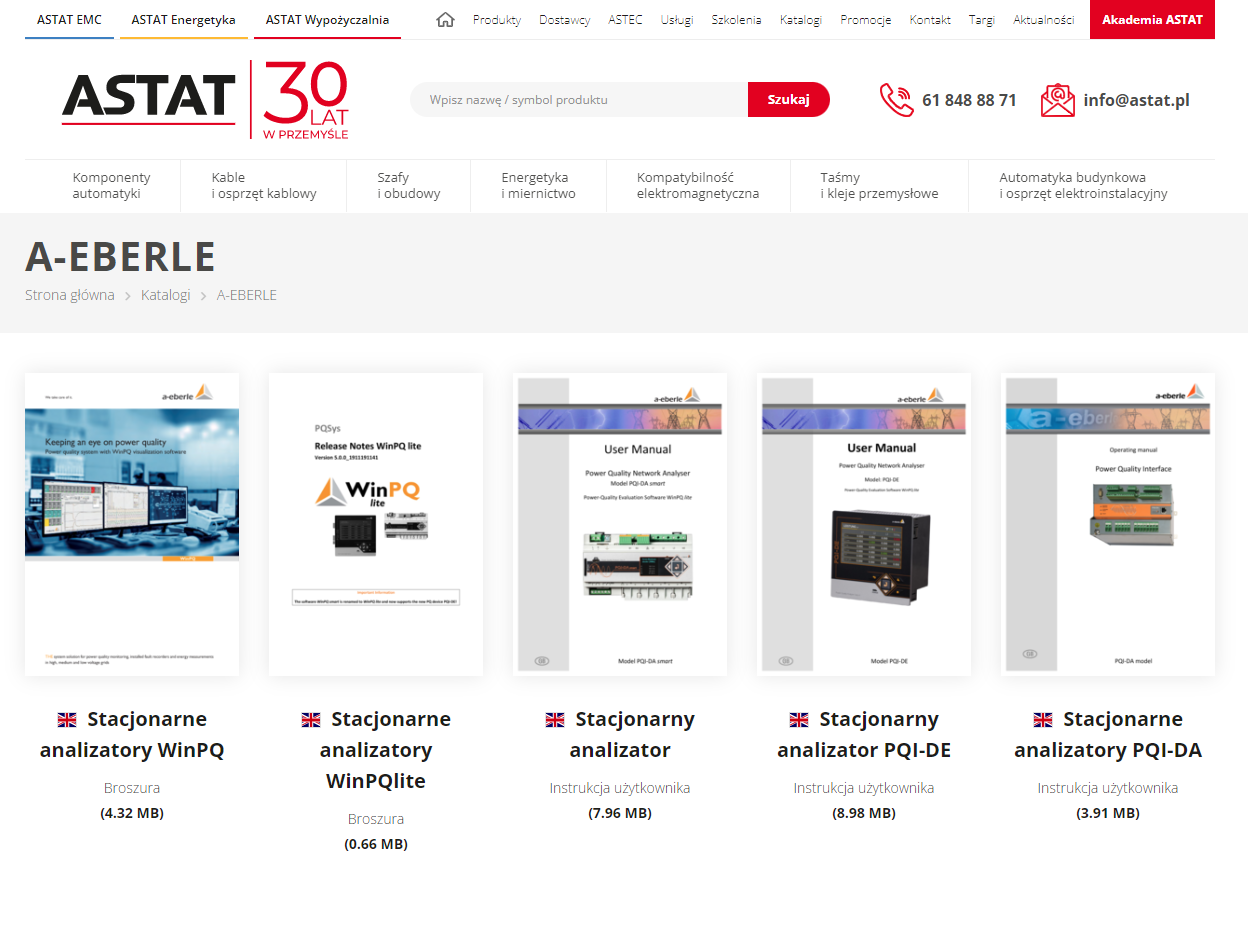 Produktowy serwis www - lista rozdziałów