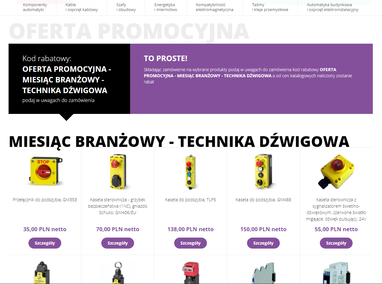 Produktowy serwis www - lista rozdziałów