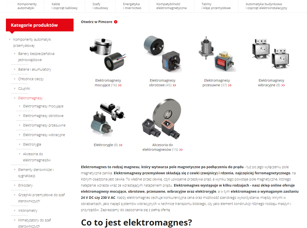 Produktowy serwis www - lista rozdziałów