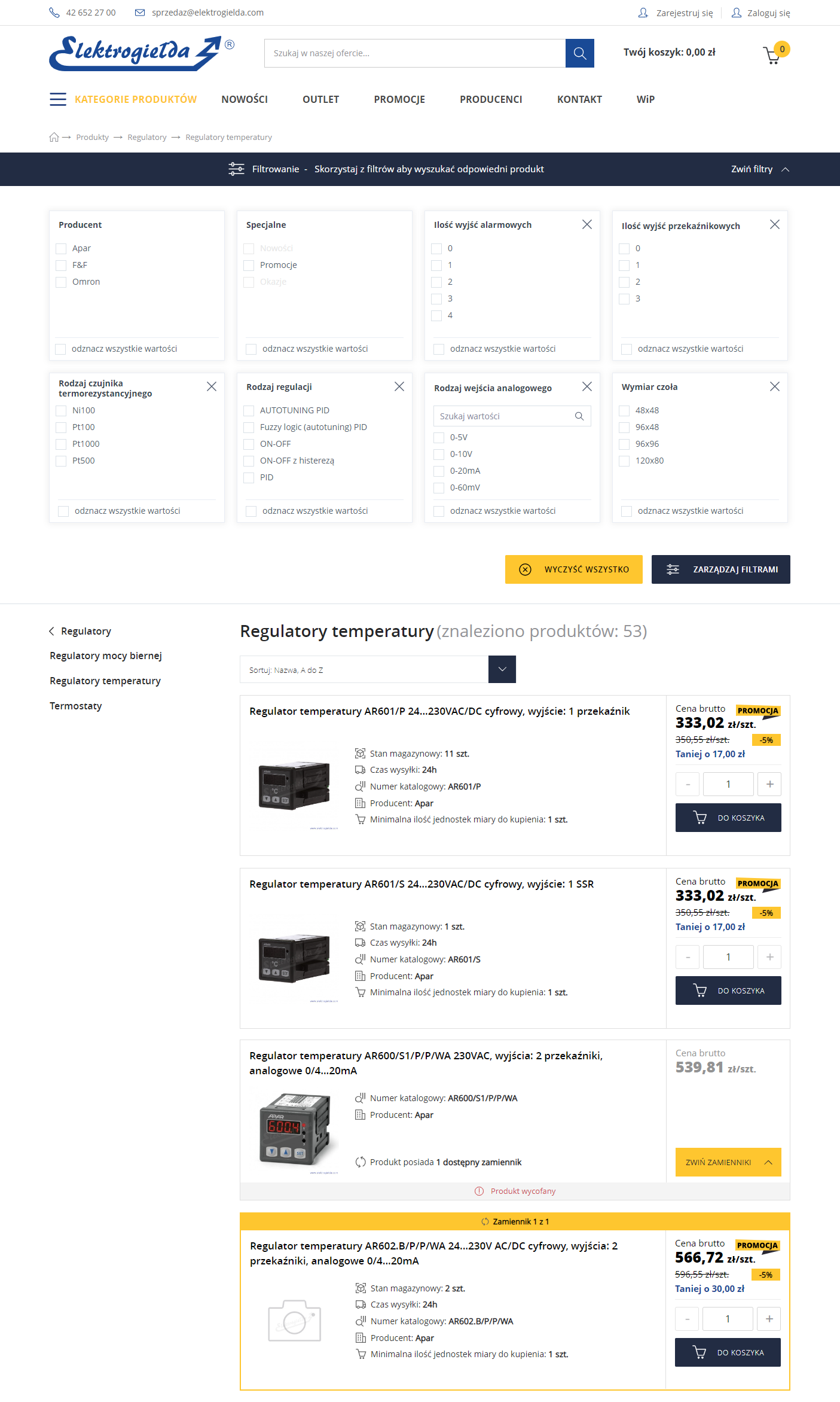 Produktowy serwis www - lista rozdziałów