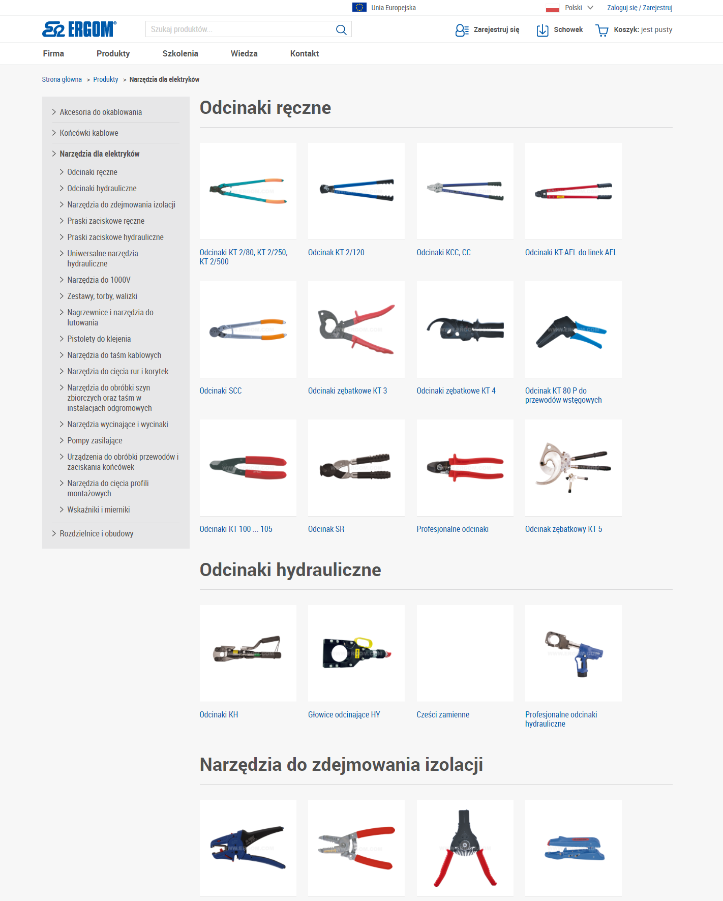 Produktowy serwis www - lista rozdziałów