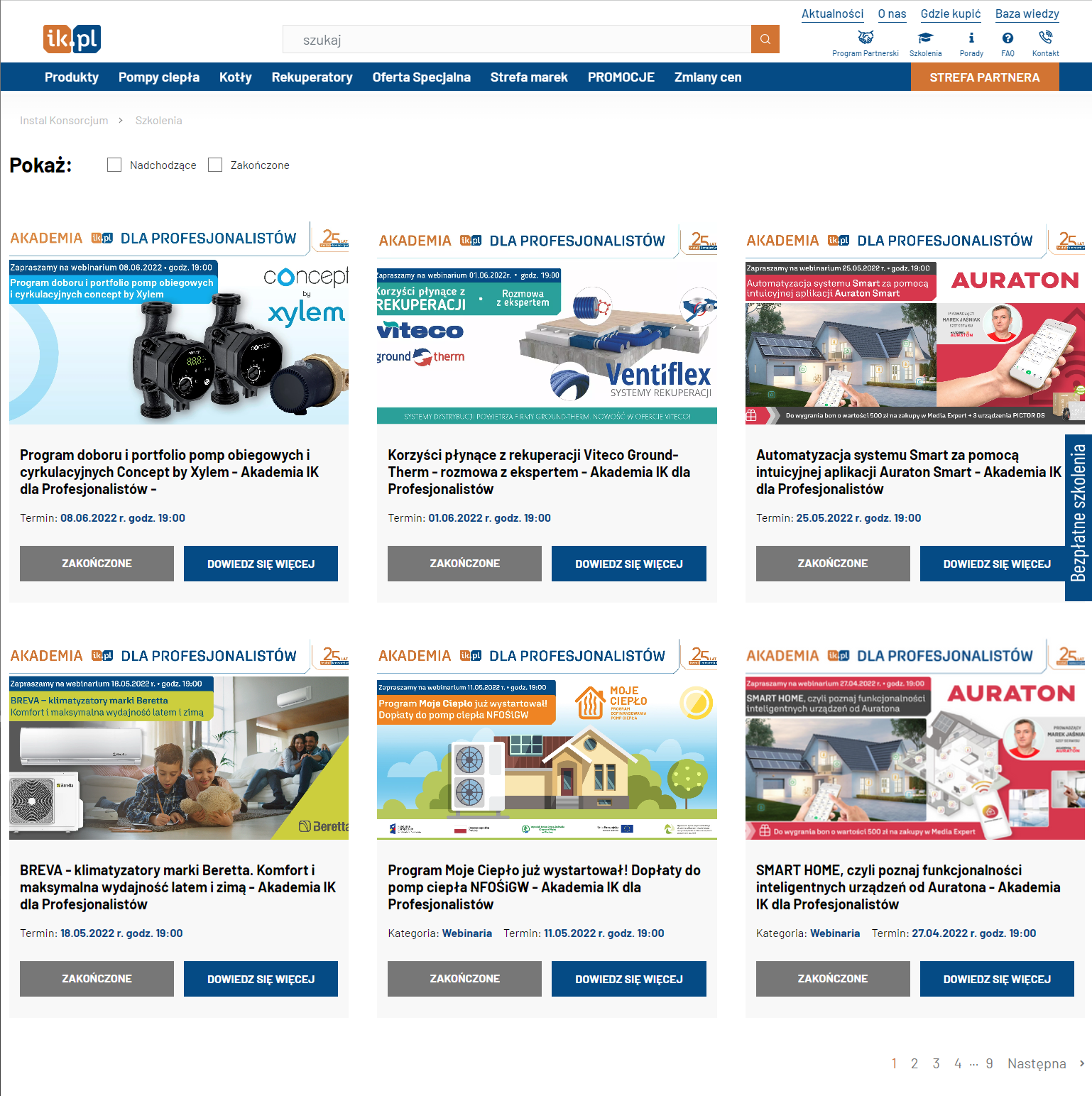 Produktowy serwis www - lista rozdziałów