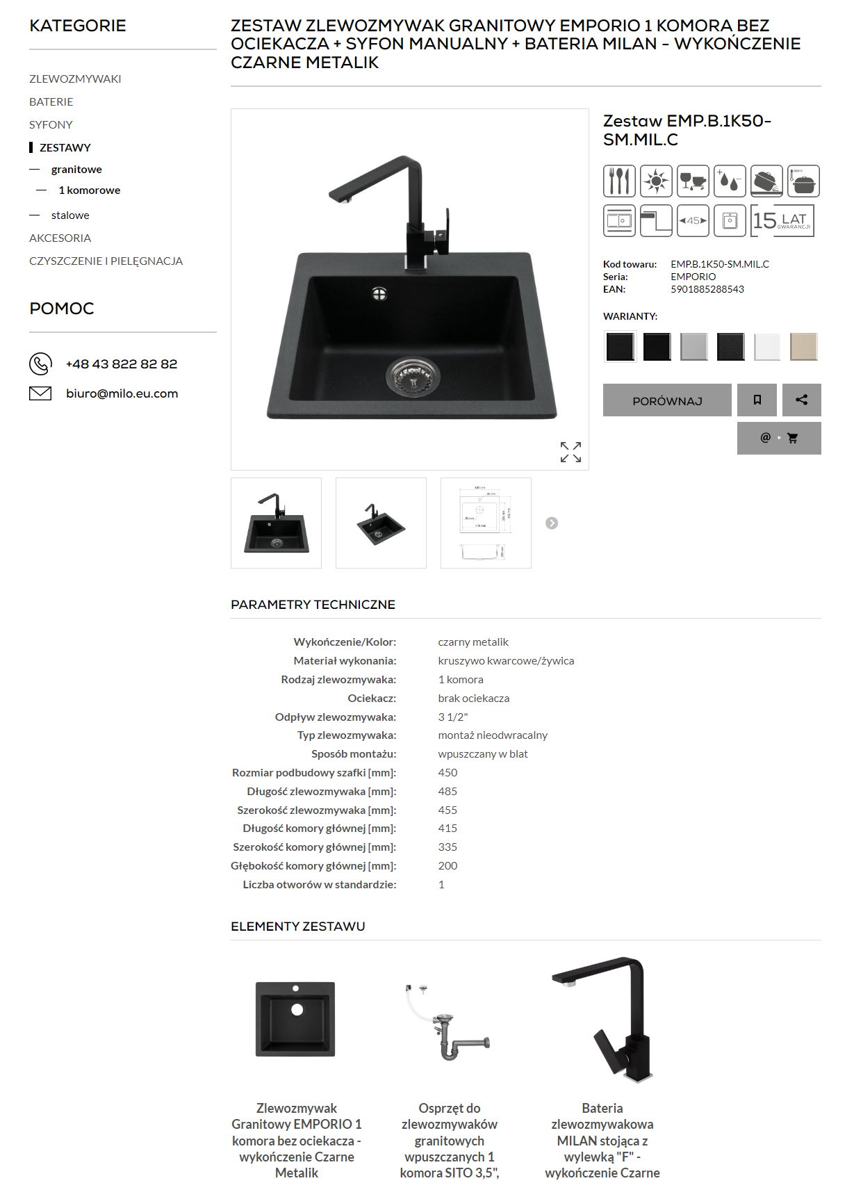 Produktowy serwis www - lista rozdziałów