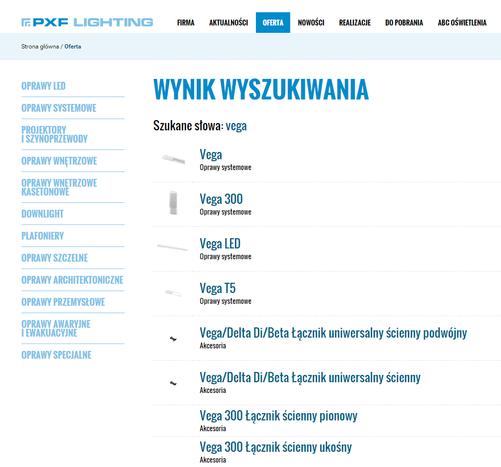 Produktowy serwis www - lista rozdziałów
