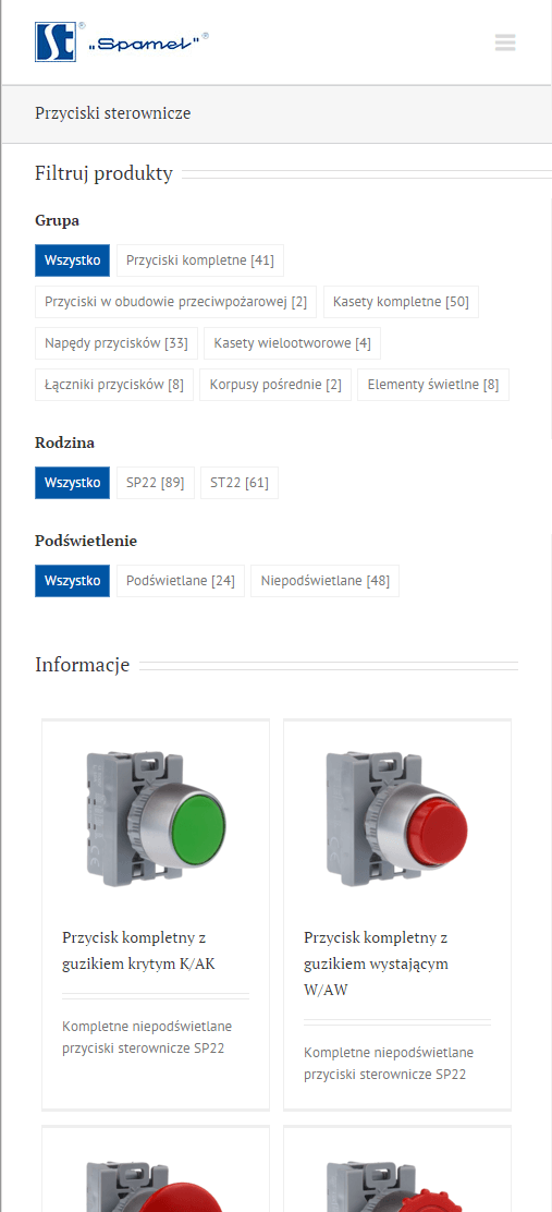 Produktowy serwis www - lista rozdziałów